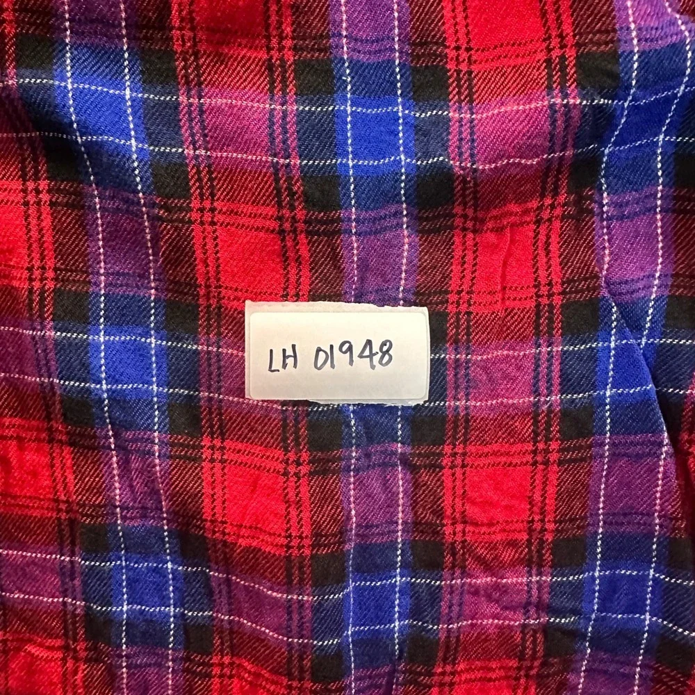 Justice Girls Perfect Plaid Button Down Shirt Size 12 Red Blue Soft Flannel